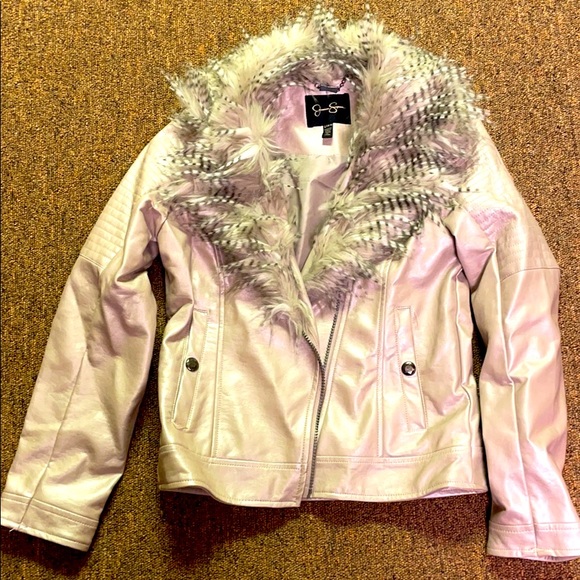 Faux Leather Fur Collar Jacket - Picture 1 of 6